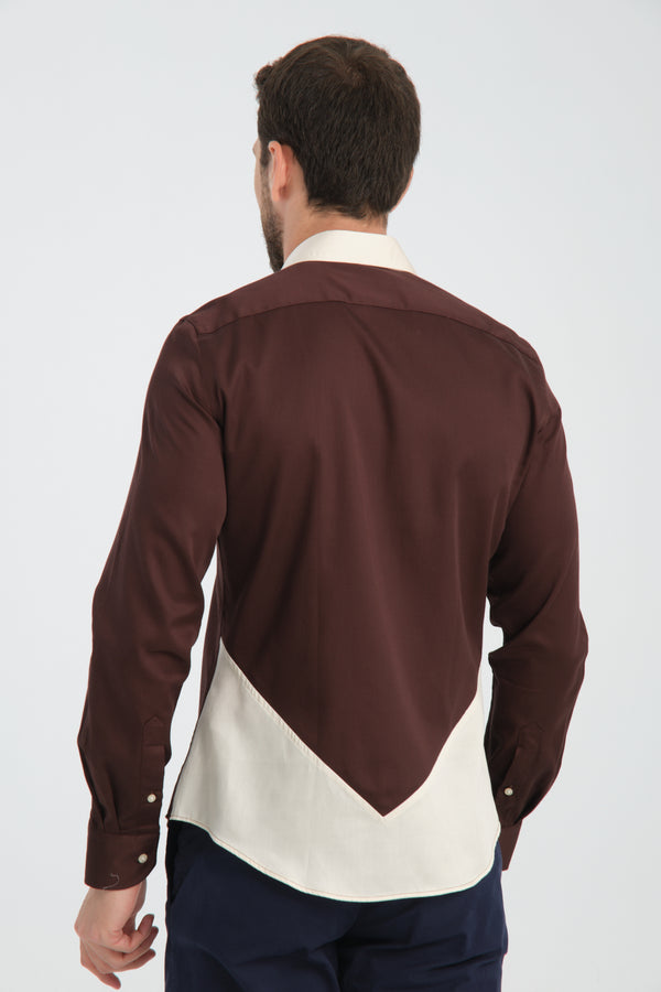 Sport Satin Man Shirt Brown