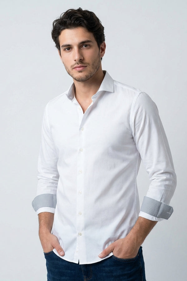 Chemise Homme Firenze Sport Popelin Stretch Blanc