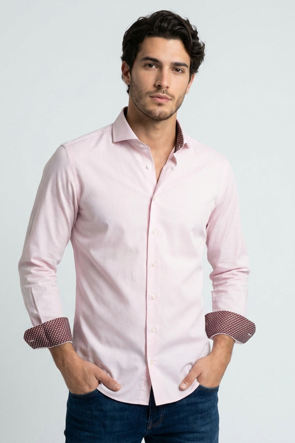 Chemise Homme Firenze Sport Popelin Stretch Rose