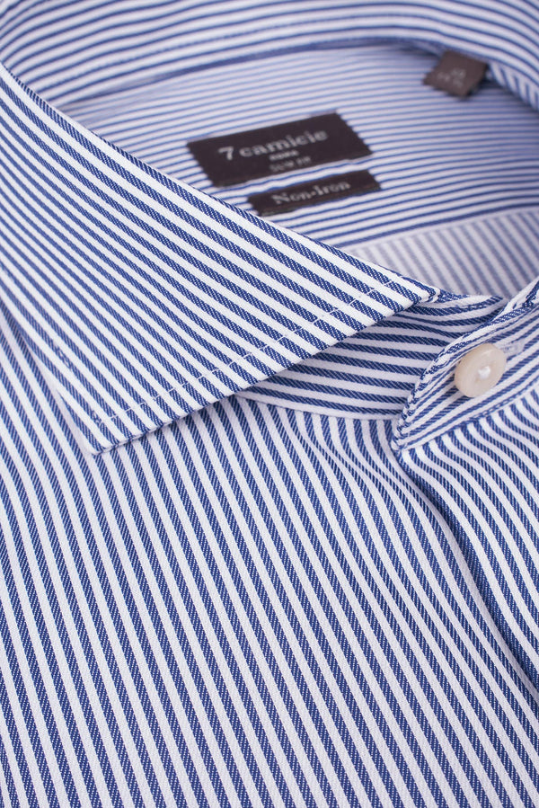 Camicia Uomo Firenze Essential Twill Blu Bianco No Stiro