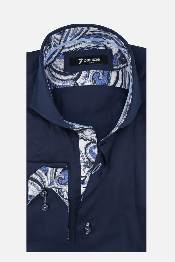 Camicia Uomo Vittorio Sport Satin Blu