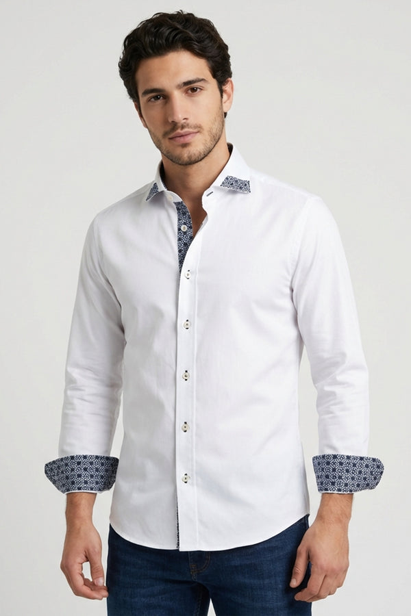 Camisa Hombre Popelin Stretch Blanco