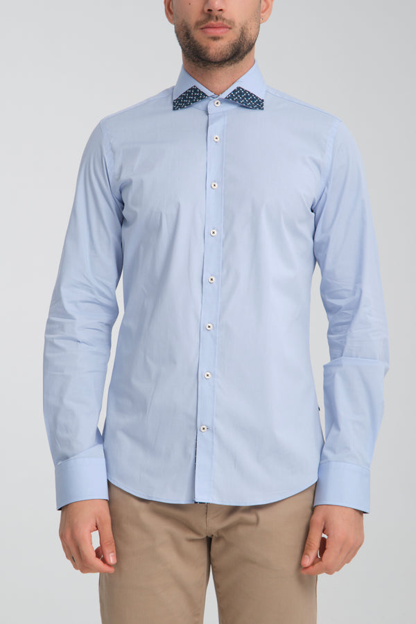 Camicia Uomo Popelin Stretch Celeste