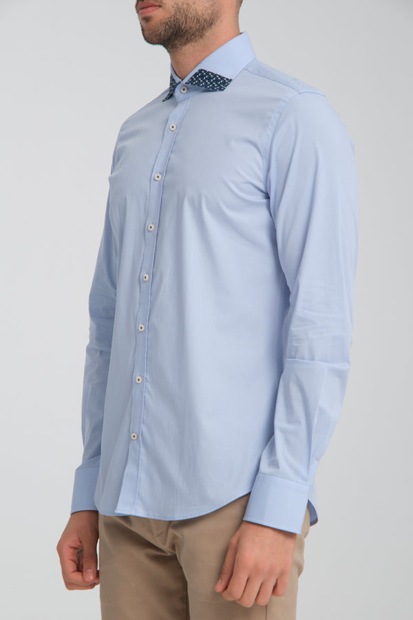 Camicia Uomo Popelin Stretch Celeste