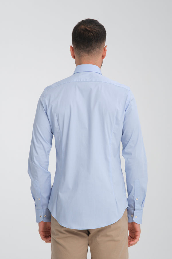 Camicia Uomo Popelin Stretch Celeste