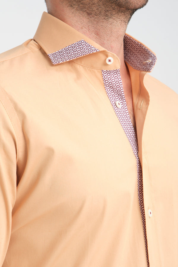 Camicia Uomo Popelin Stretch Marrone