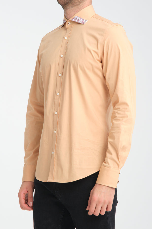 Camicia Uomo Popelin Stretch Marrone