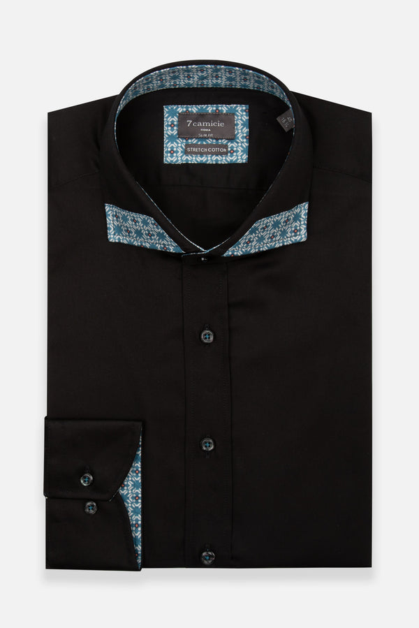 Camicia Uomo Popelin Stretch Nero