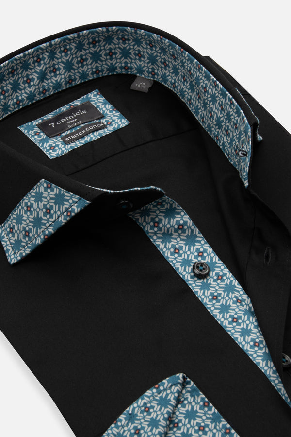 Camisa Hombre Popelin Stretch Negro