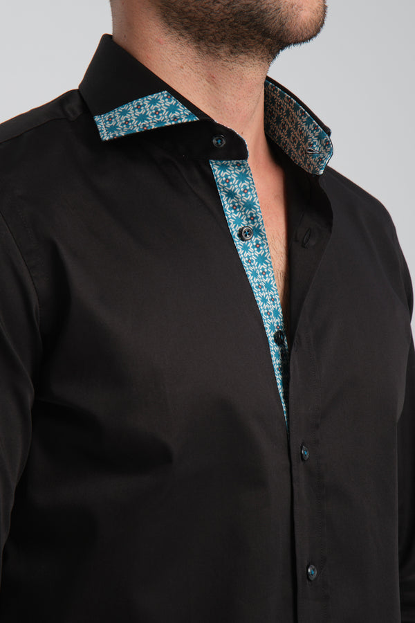 Camicia Uomo Popelin Stretch Nero