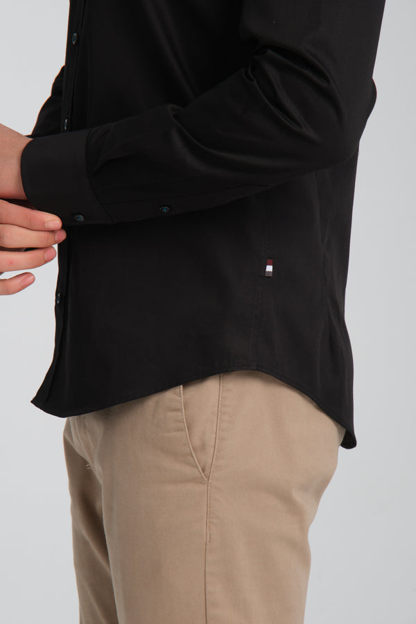 Camisa Hombre Popelin Stretch Negro