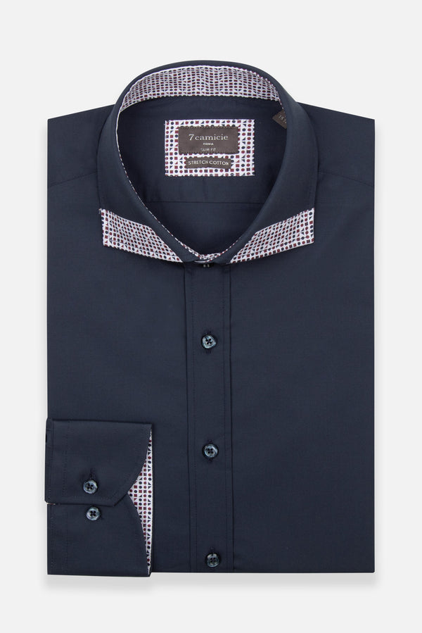 Camicia Uomo Popelin Stretch Blu