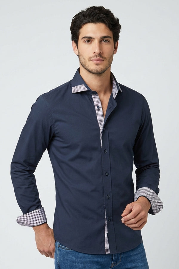 Herren Hemd Poplin Stretch Blau