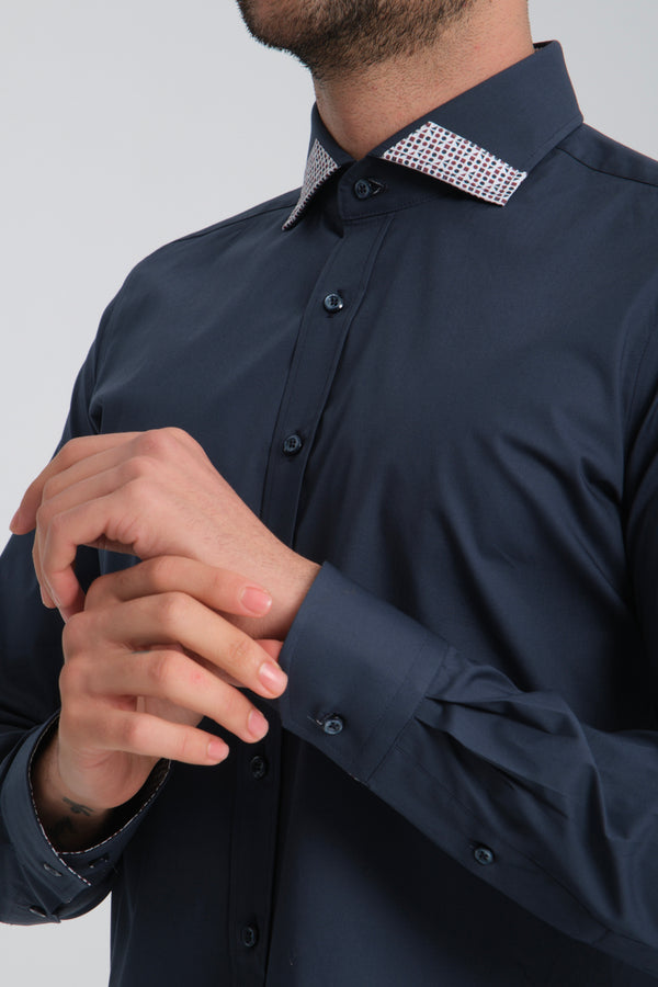 Camicia Uomo Popelin Stretch Blu