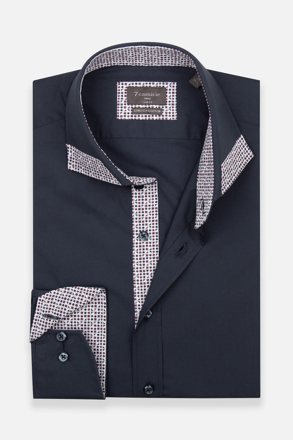 Camicia Uomo Popelin Stretch Blu