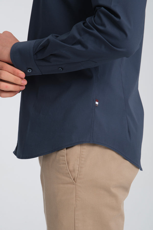 Camisa Hombre Popelin Stretch Azul