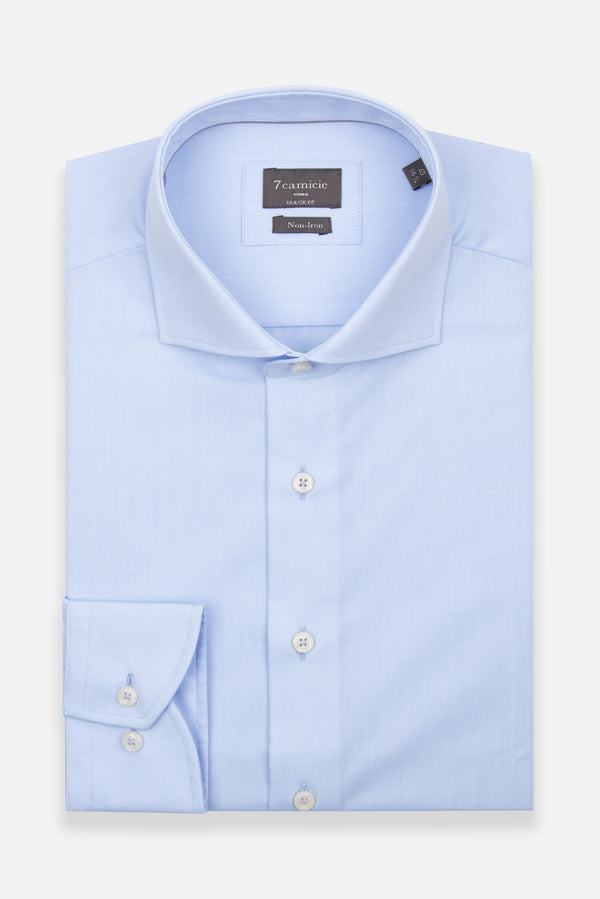 Camicia Uomo Marcello Essential Popelin Celeste No Stiro