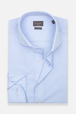 Marcello Essential Herren Hemd Popelin Hellblau Buegelfreie
