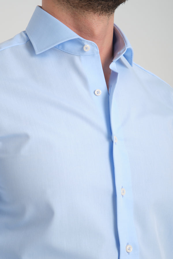 Camisa Hombre Marcello Essential Popelin Azul Claro Sin plancha