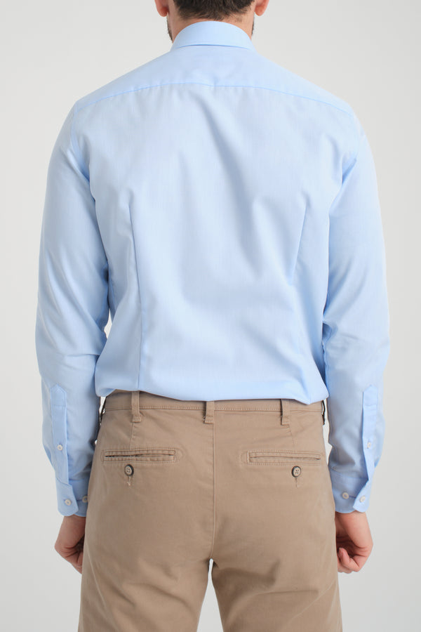 Camisa Hombre Marcello Essential Popelin Azul Claro Sin plancha