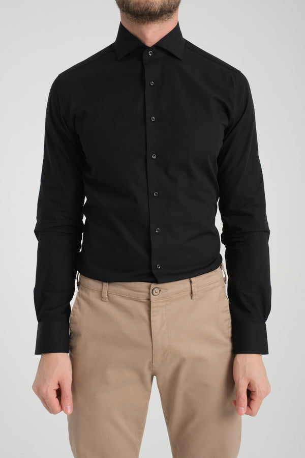 Camicia Uomo Marcello Essential Popelin Nero No Stiro