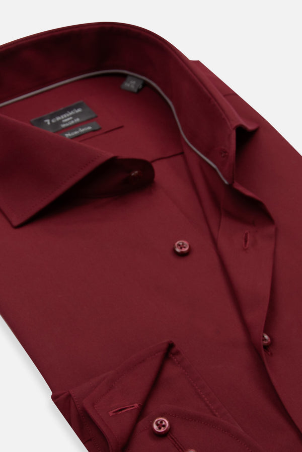 Camicia Uomo Marcello Essential Popelin Rosso No Stiro