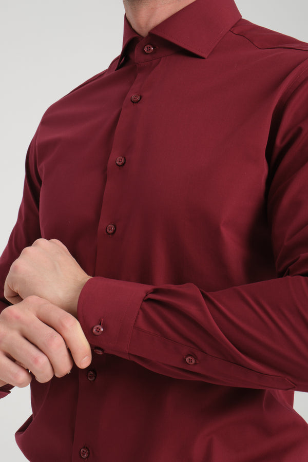 Camicia Uomo Marcello Essential Popelin Rosso No Stiro