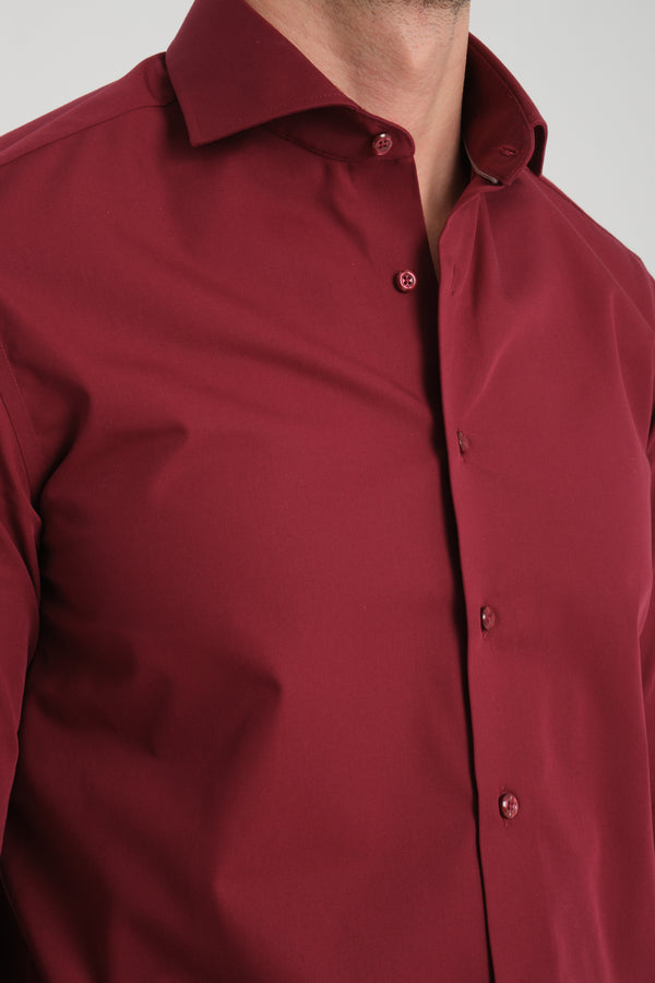 Camicia Uomo Marcello Essential Popelin Rosso No Stiro