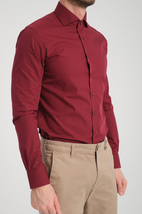 Camicia Uomo Marcello Essential Popelin Rosso No Stiro