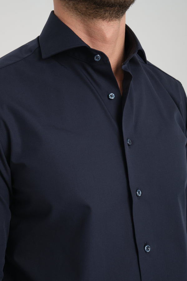 Camisa Hombre Marcello Essential Popelin Azul Sin plancha