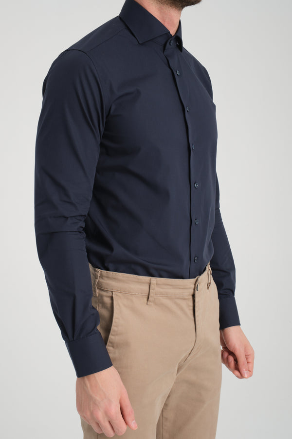 Camisa Hombre Marcello Essential Popelin Azul Sin plancha