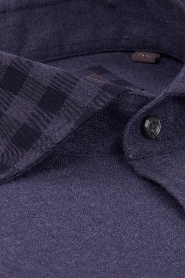 Camisa Hombre Twill Azul con Bolsillo