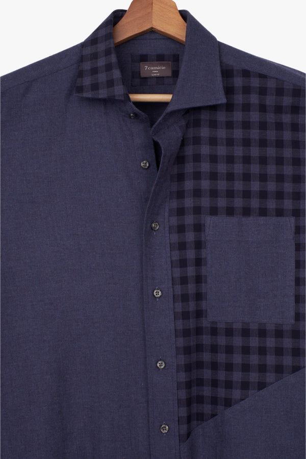 Camisa Hombre Twill Azul con Bolsillo