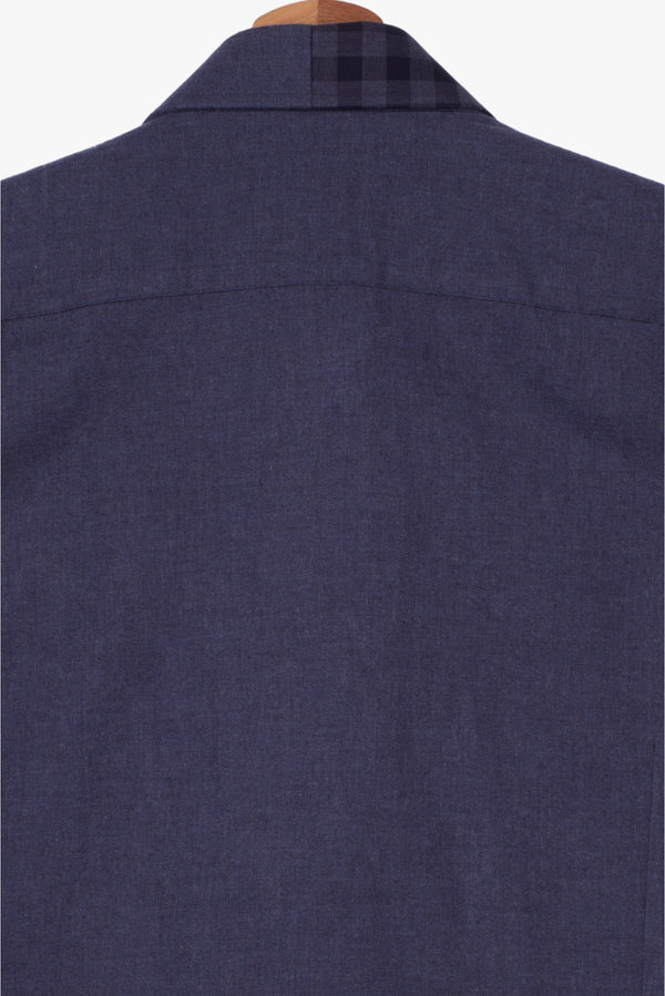 Twill Herrenhemd Blau mit Tasche 