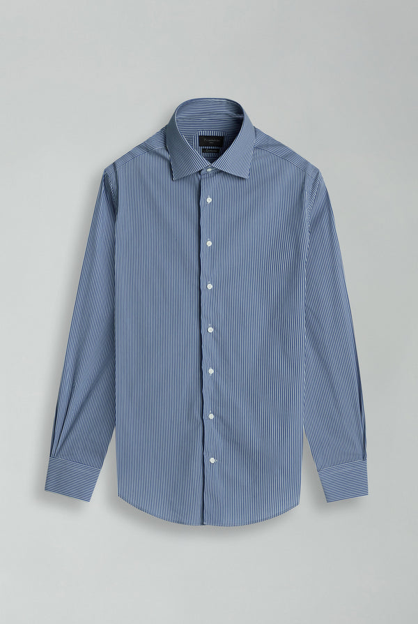 Premium Cotton Man Shirt Blue White