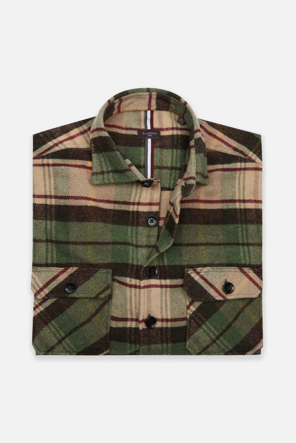 Chemise Homme Sport Flanelle Beige Brun