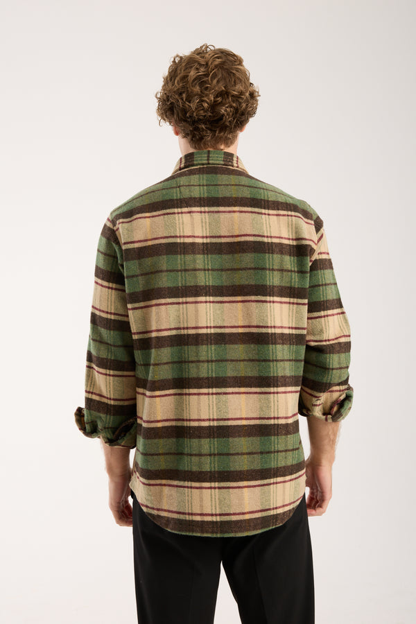 Chemise Homme Sport Flanelle Beige Brun