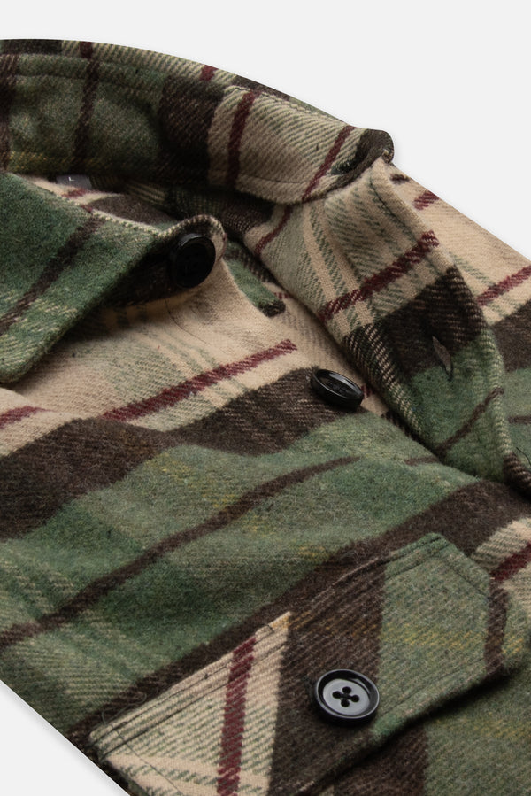 Chemise Homme Sport Flanelle Beige Brun