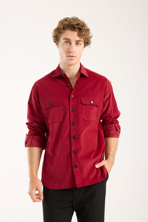 Chemise Homme Sport Velours Rouge