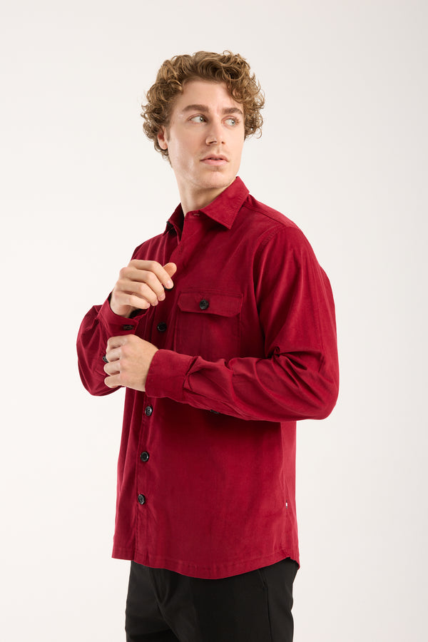 Chemise Homme Sport Velours Rouge