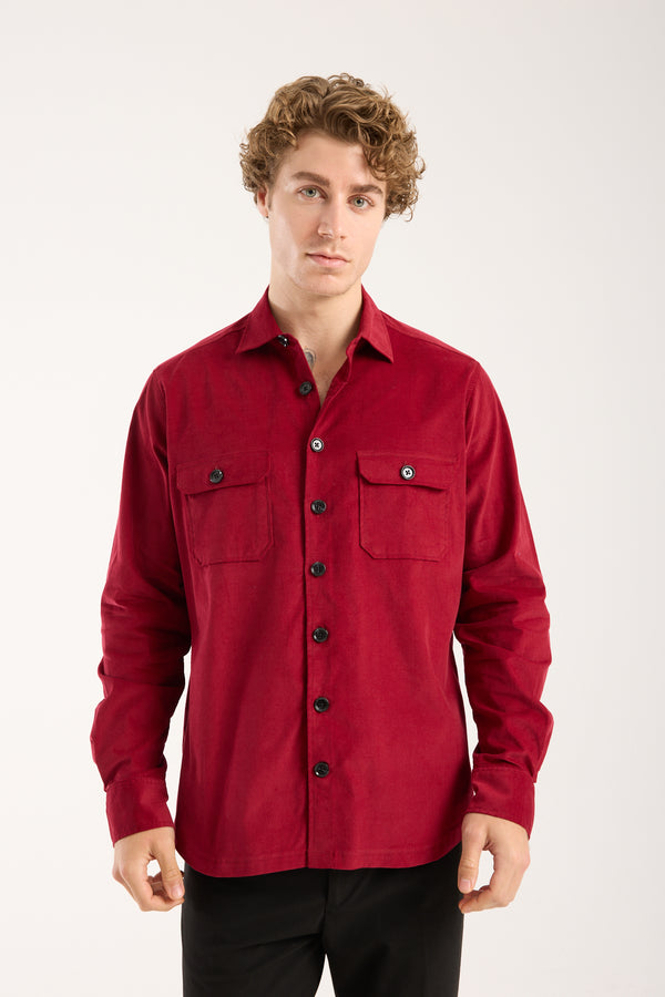 Chemise Homme Sport Velours Rouge