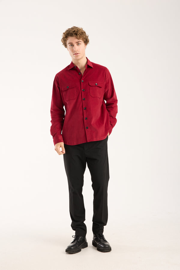 Chemise Homme Sport Velours Rouge