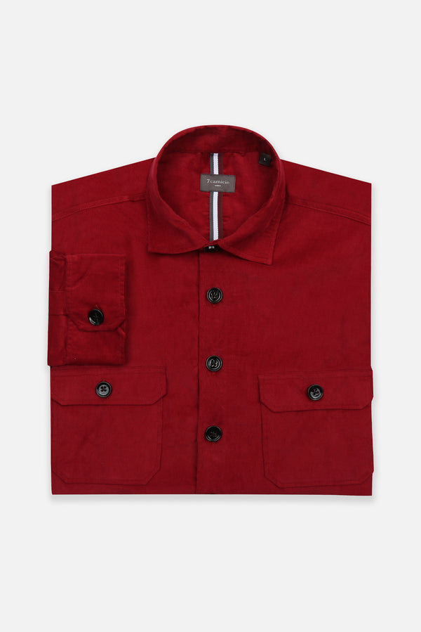 Chemise Homme Sport Velours Rouge