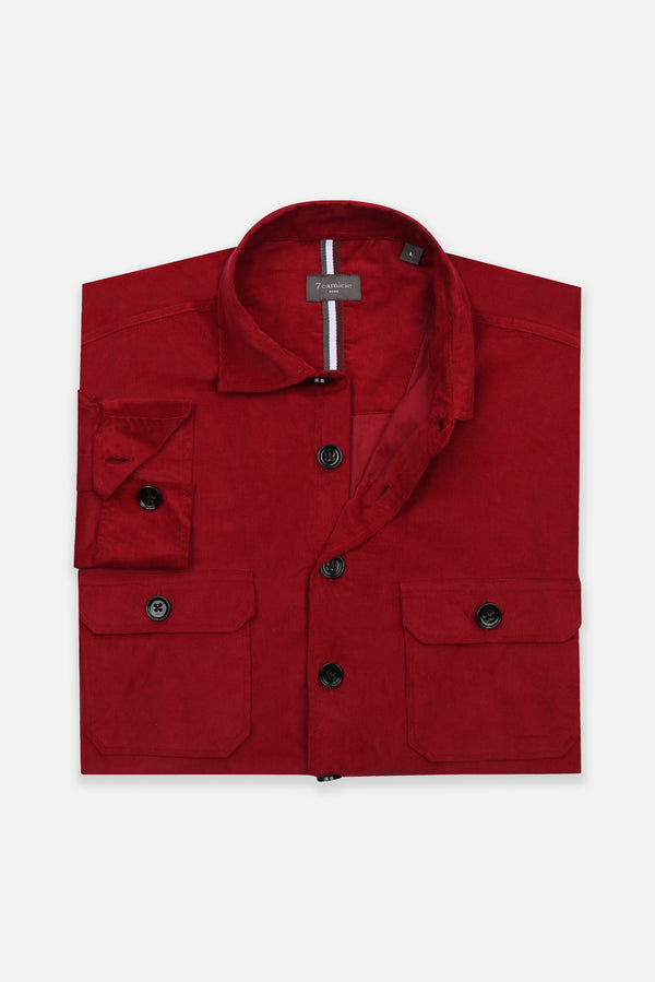 Chemise Homme Sport Velours Rouge