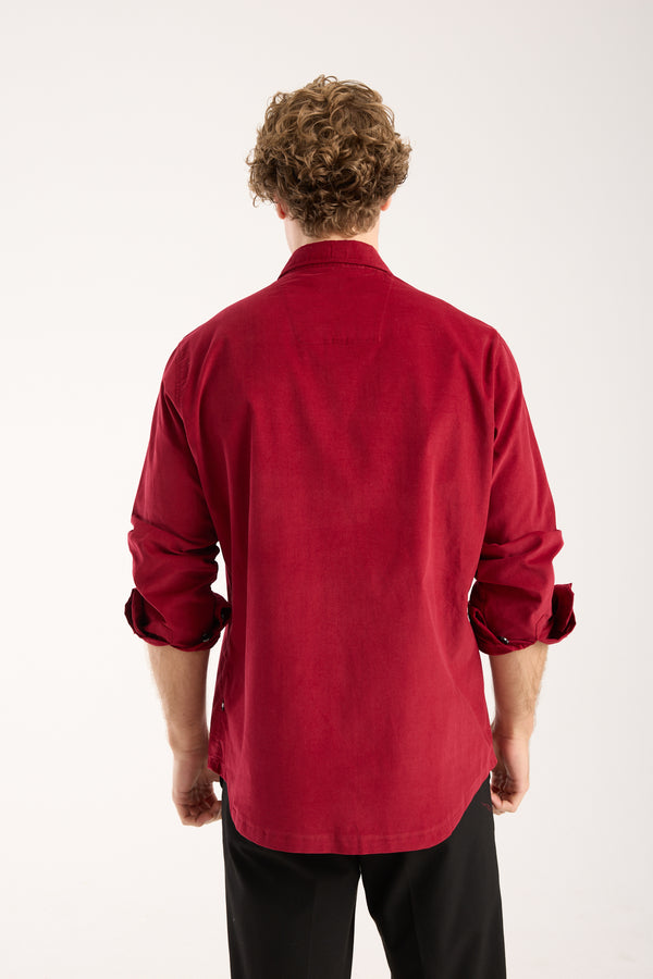 Chemise Homme Sport Velours Rouge