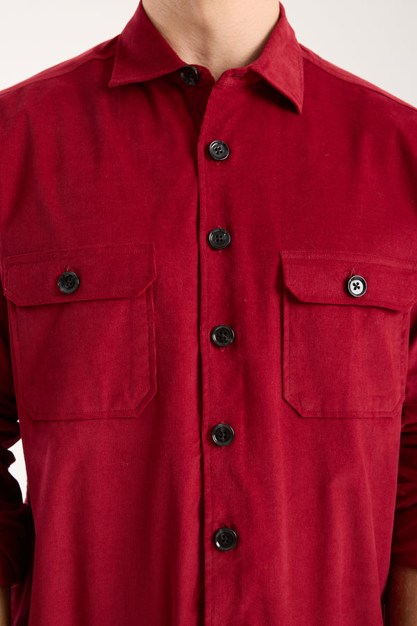 Chemise Homme Sport Velours Rouge