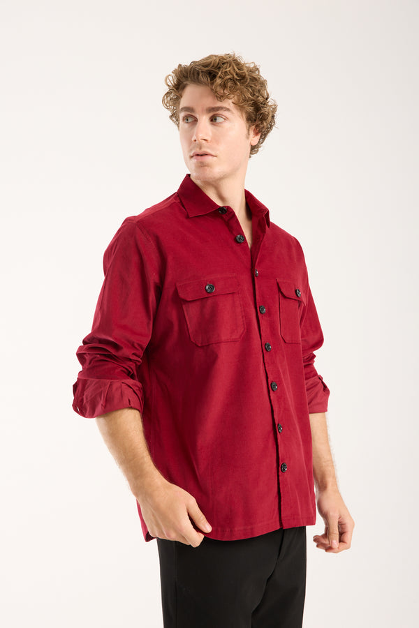 Chemise Homme Sport Velours Rouge
