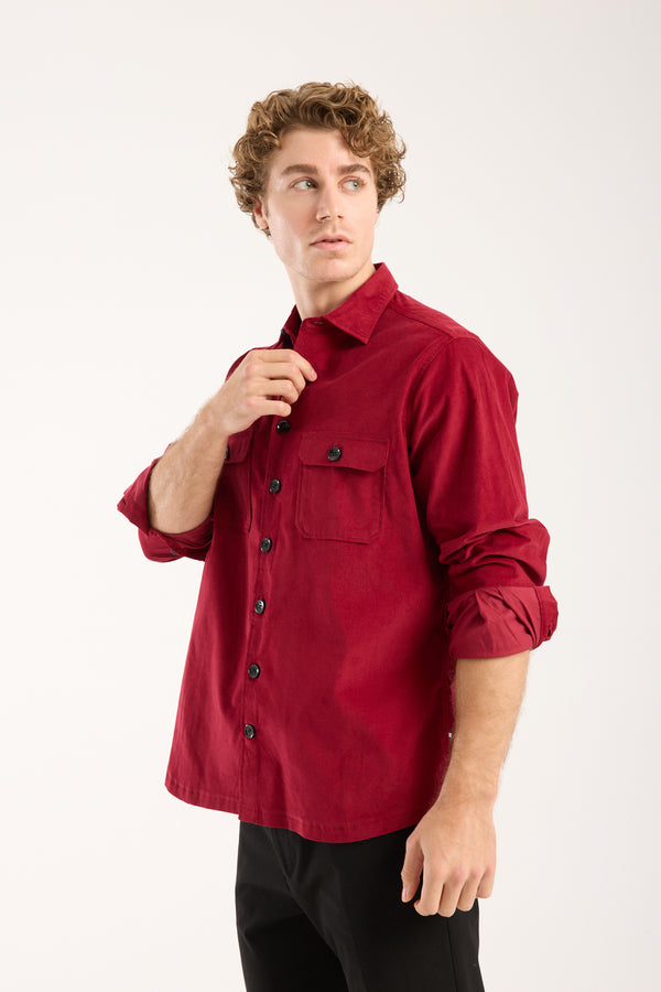 Chemise Homme Sport Velours Rouge