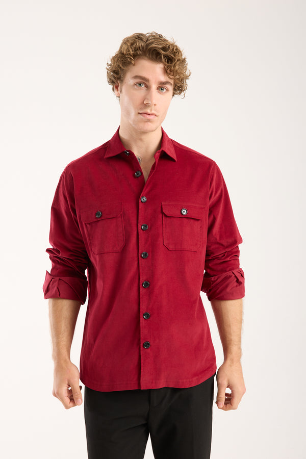 Chemise Homme Sport Velours Rouge