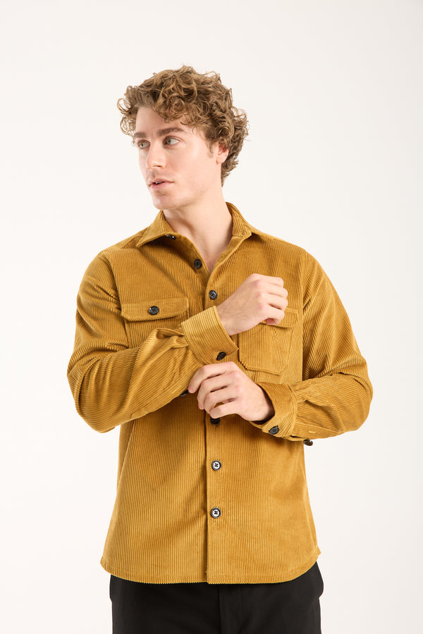 Chemise Homme Sport Velours Jaune